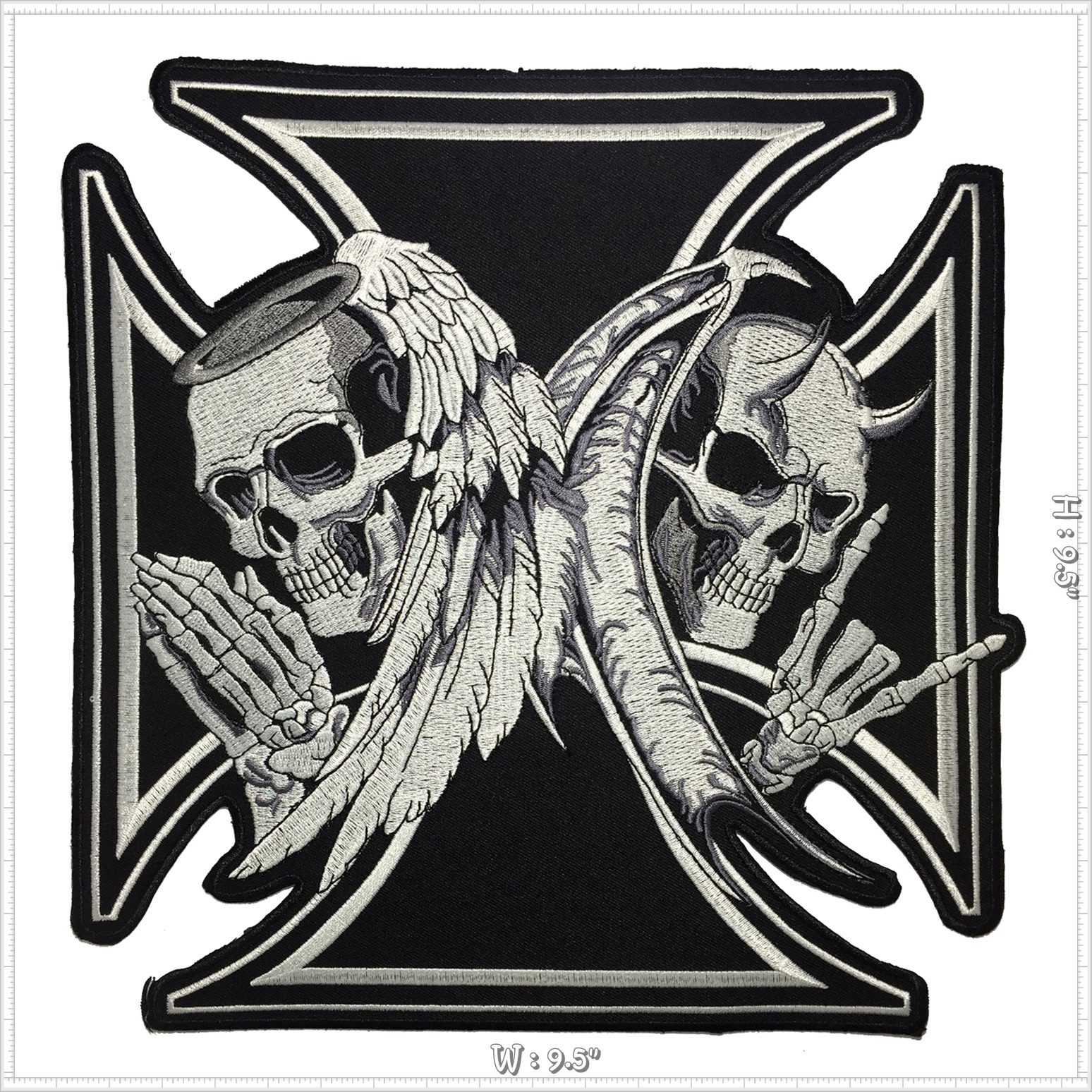 นางฟ้า ปีศาจ ชอปเปอร์ ตัวรีดติดเสื้อ อาร์มรีด อาร์มปัก ตกแต่งเสื้อผ้า หมวก กระเป๋า แจ๊คเก็ตยีนส์ Embroidered Iron on Patch ขนาดใหญ่