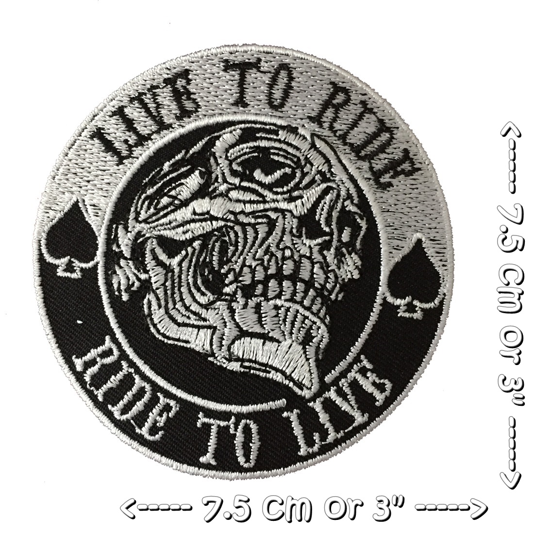 Live to Ride Biker ตัวรีดติดเสื้อ อาร์มรีด อาร์มปัก ตกแต่งเสื้อผ้า หมวก กระเป๋า แจ๊คเก็ตยีนส์ Racing Embroidered Iron on Patch
