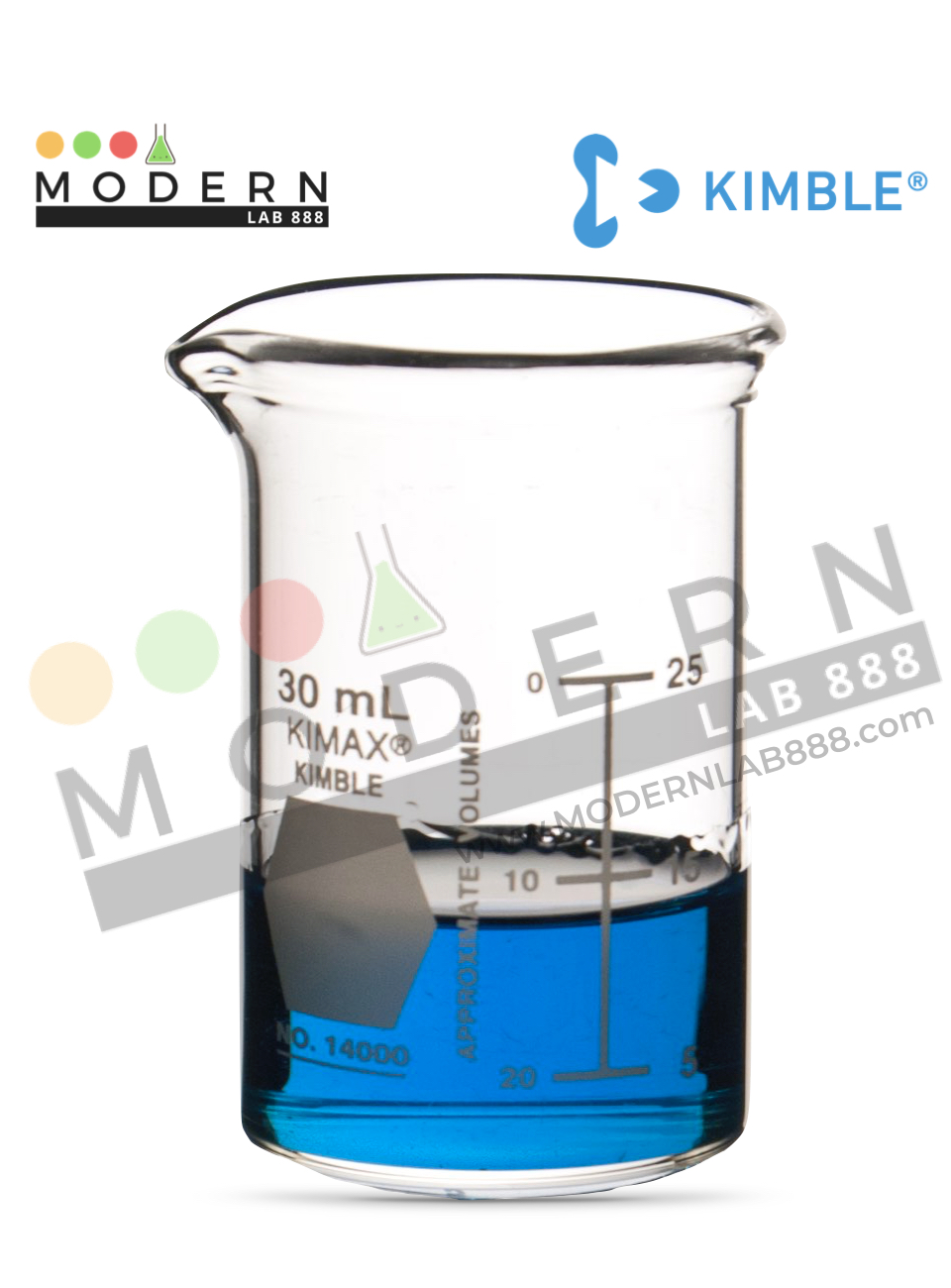 30ml. บีกเกอร์ทรงเตี้ย / 30ml. Low Form Griffin Beakers