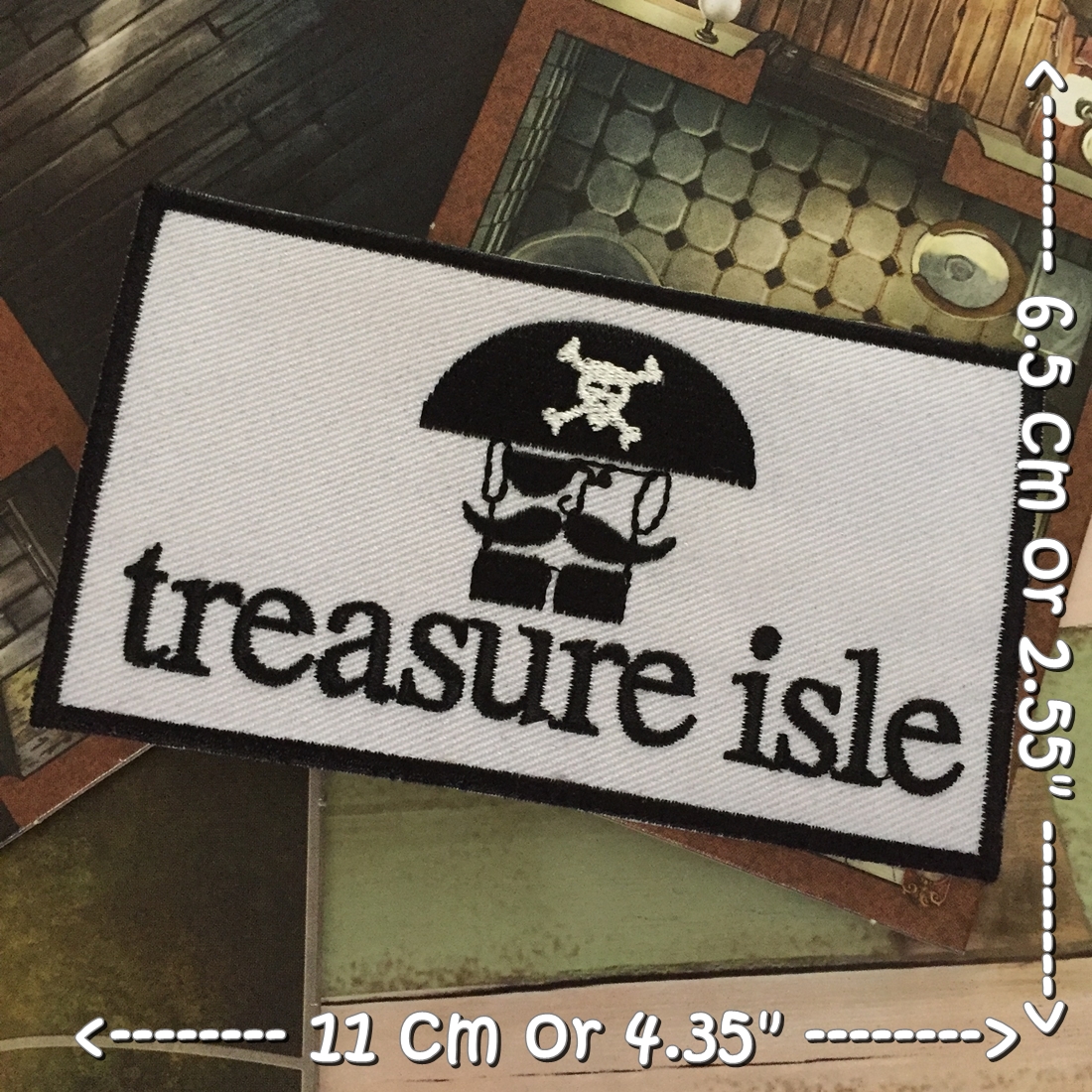 โลโก้ Treasure Isle ตัวรีดติดเสื้อ อาร์มรีด อาร์มปัก ตกแต่งเสื้อผ้า หมวก กระเป๋า แจ๊คเก็ตยีนส์ Quote Embroidered Iron on Patch