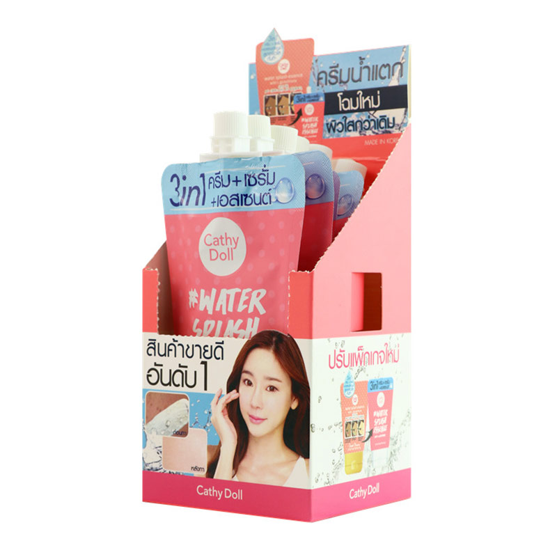 (กล่อง 6 ซอง) Cathy Doll Water Splash Essence with L-Glutathione 6 G. เคที่ดอลล์ ครีมน้ำแตก วอเตอร์สแปลชเอสเซนต์บำรุงผิวหน้า 1 ซอง 6 กรัม