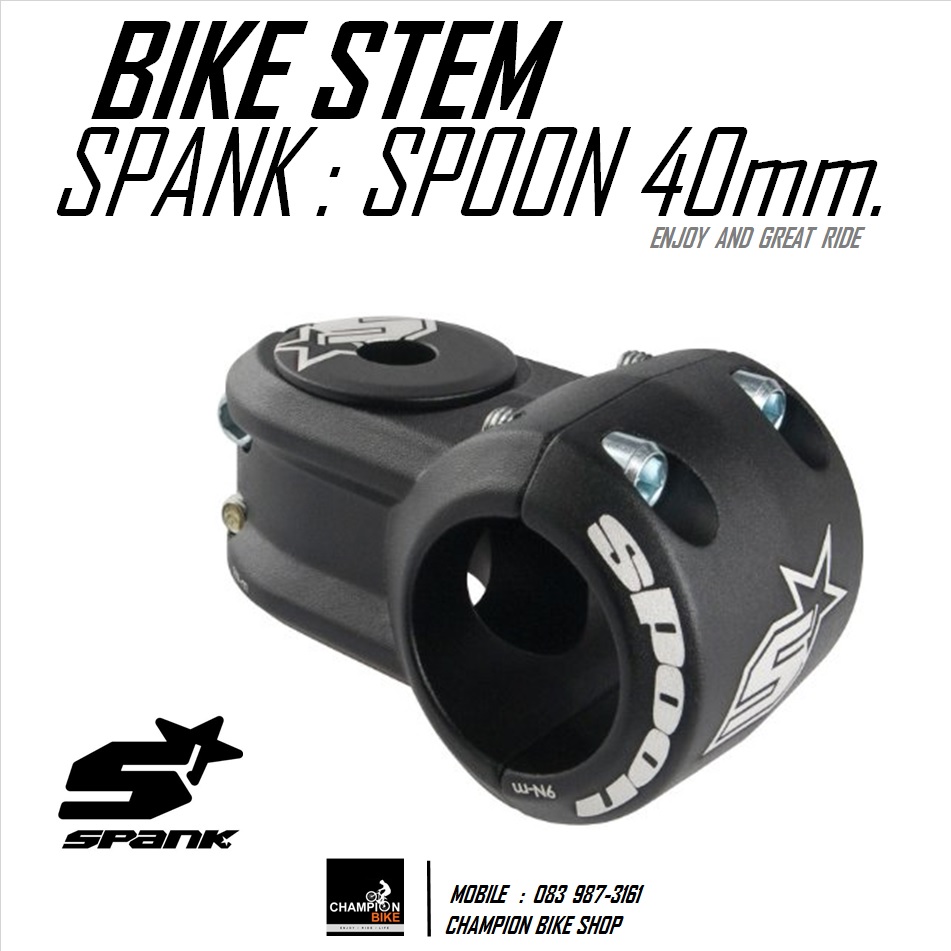 คอแฮนด์จักรยานสั้น สเต็มสั้น40mm SPANK : SPOON STEM -+0 Deg. ยาว40mm สีดำด้าน