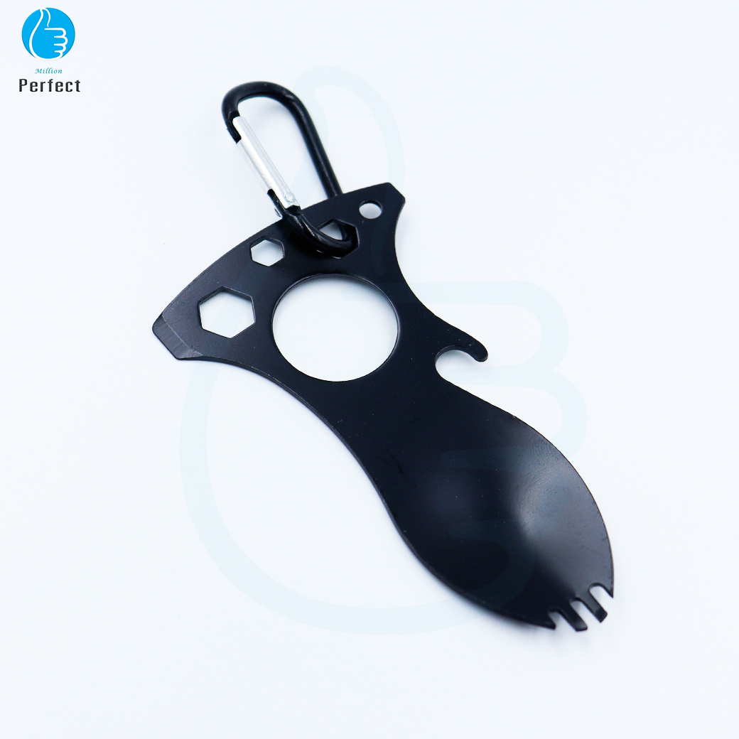 เครื่องมือพกพากลางแจ้ง อุปกรณ์พกพาสำหรับกิจกรรมกลางแจ้ง ไขควงหกเหลี่ยม ที่เปิดขวด ช้อน ส้อม รุ่น PT15