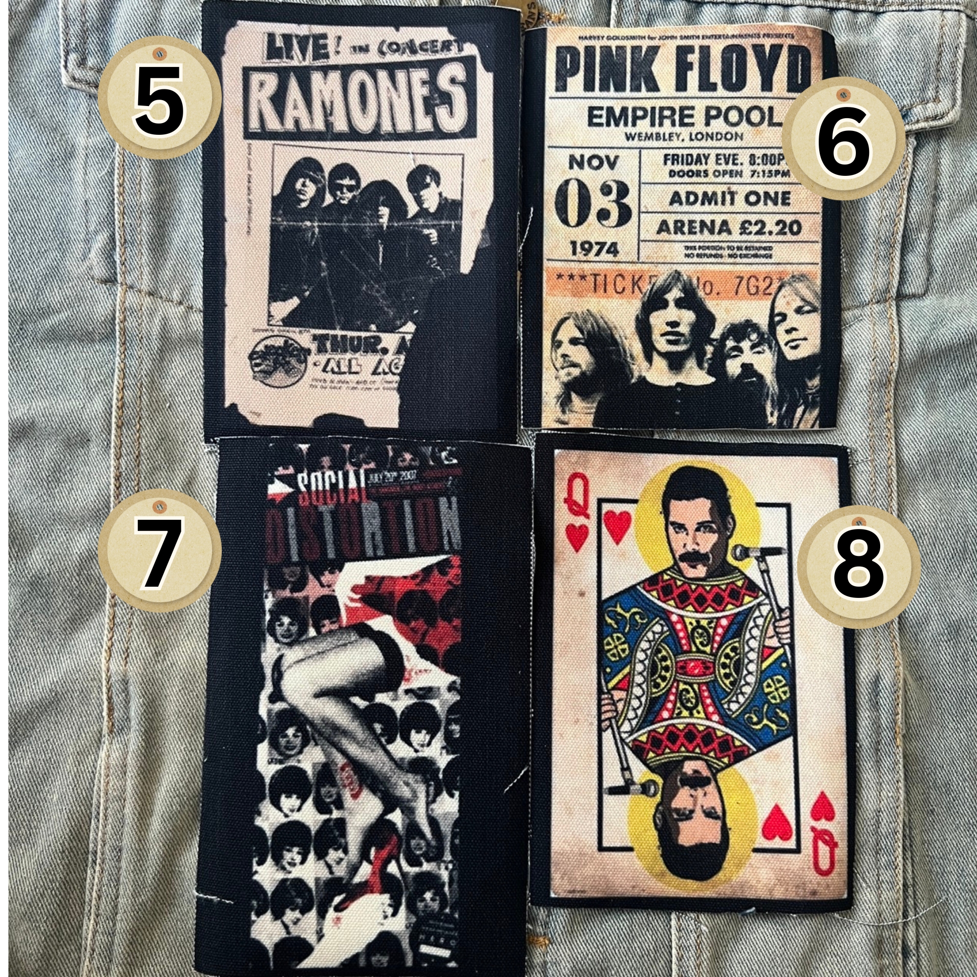 ตัวรีดติดเสื้อ วงดนตรี ร็อค วินเทจ พังค์ ผ้าแคนวาสพิมพ์ลาย ตกแต่งเสื้อผ้า Canvas Iron on Patch