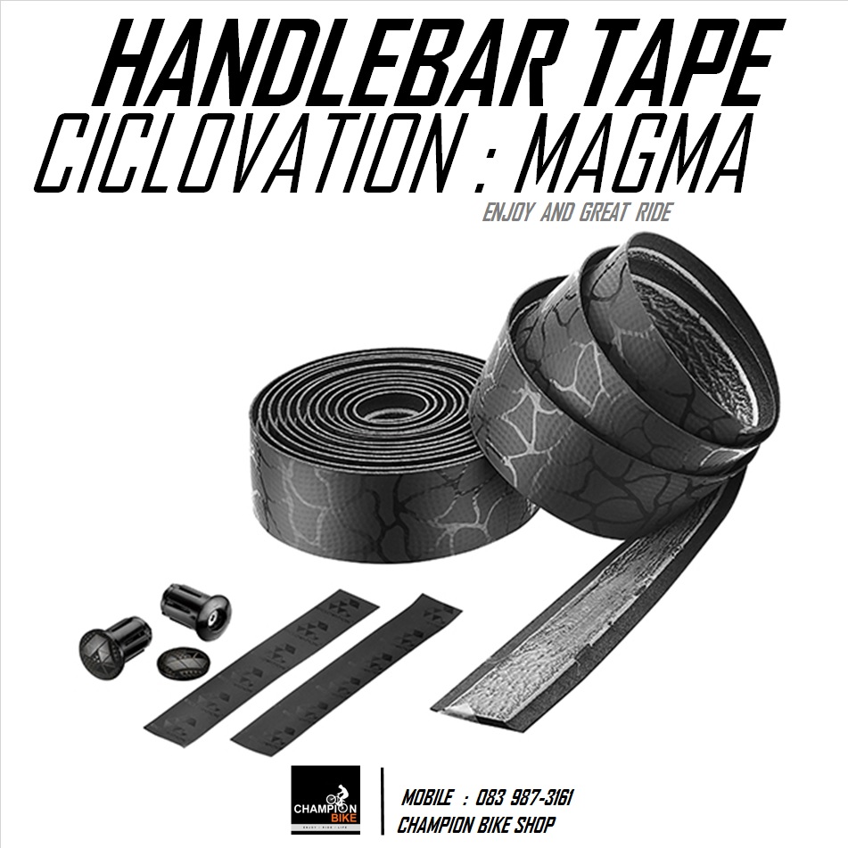 ผ้าพันแฮนด์เสือหมอบ CICLOVATION : LEATHER TOUCH - MAGMA - HANDLEBAR TAPE สีดำ-ดำแม็คม่า