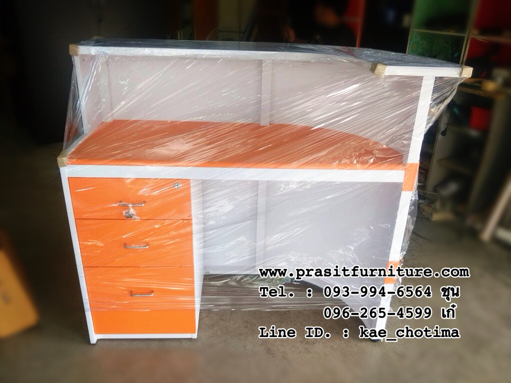 โต๊ะเคาเตอร์โค้ง 3 ลิ้นชักแนวตั้ง