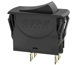 E-T-A Circuit Breakers Circuit breaker switch, 20A, 2 pole, 240VAC/ 50VDC, black