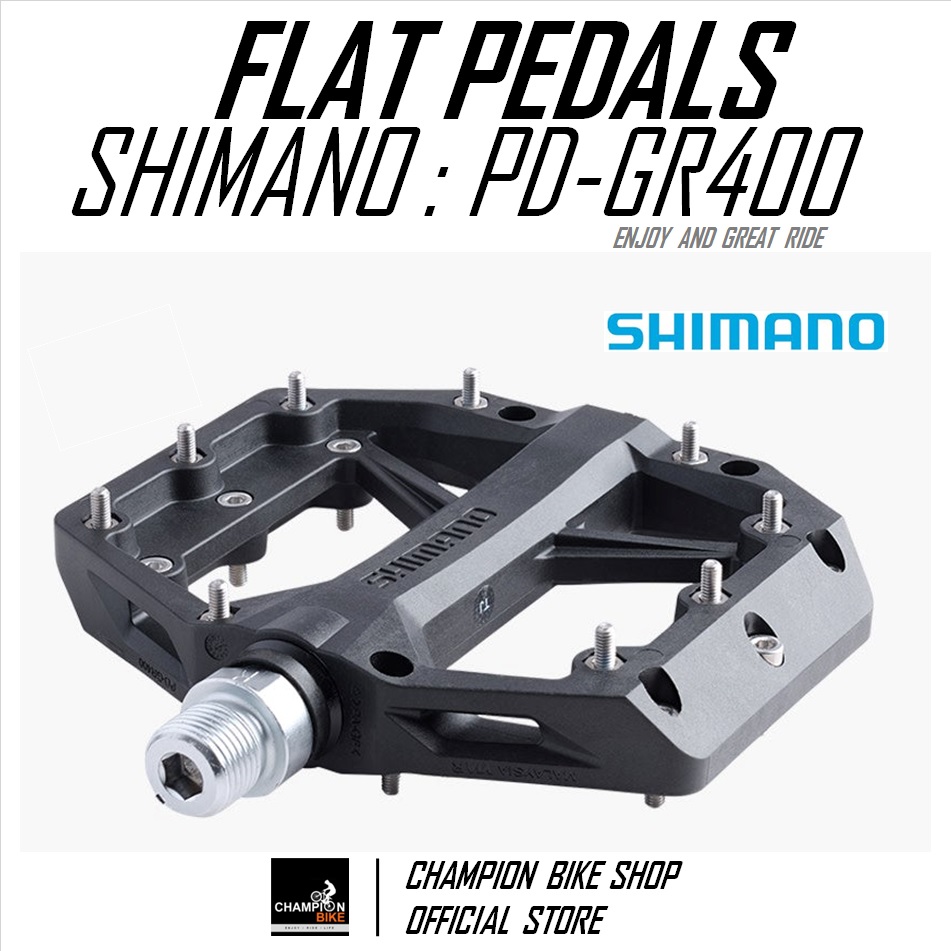 บันไดเสือภูเขา บันไดทัวร์ริ่ง บันไดซิตี้ไบค์ SHIMANO : PD-GR400 AM TL MTB FLAT PEDALS สีดำ