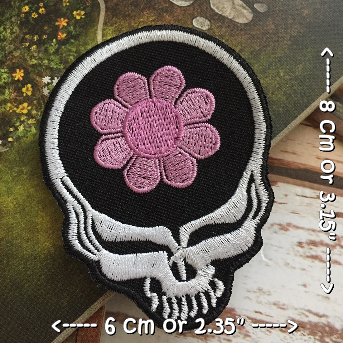 Grateful Dead หัวกะโหลก ดอกไม้ เกรทฟูล เดด วงดนตรี ร็อค เฮฟวี่เมทัล พังค์ ตัวรีดแบบปัก อาร์มปัก ตัวรีดติดเสื้อ ตัวรีด ติดกระเป๋า ติดหมวก ติดแจ๊คเก็ต Rock Iron on Embroidered Patch