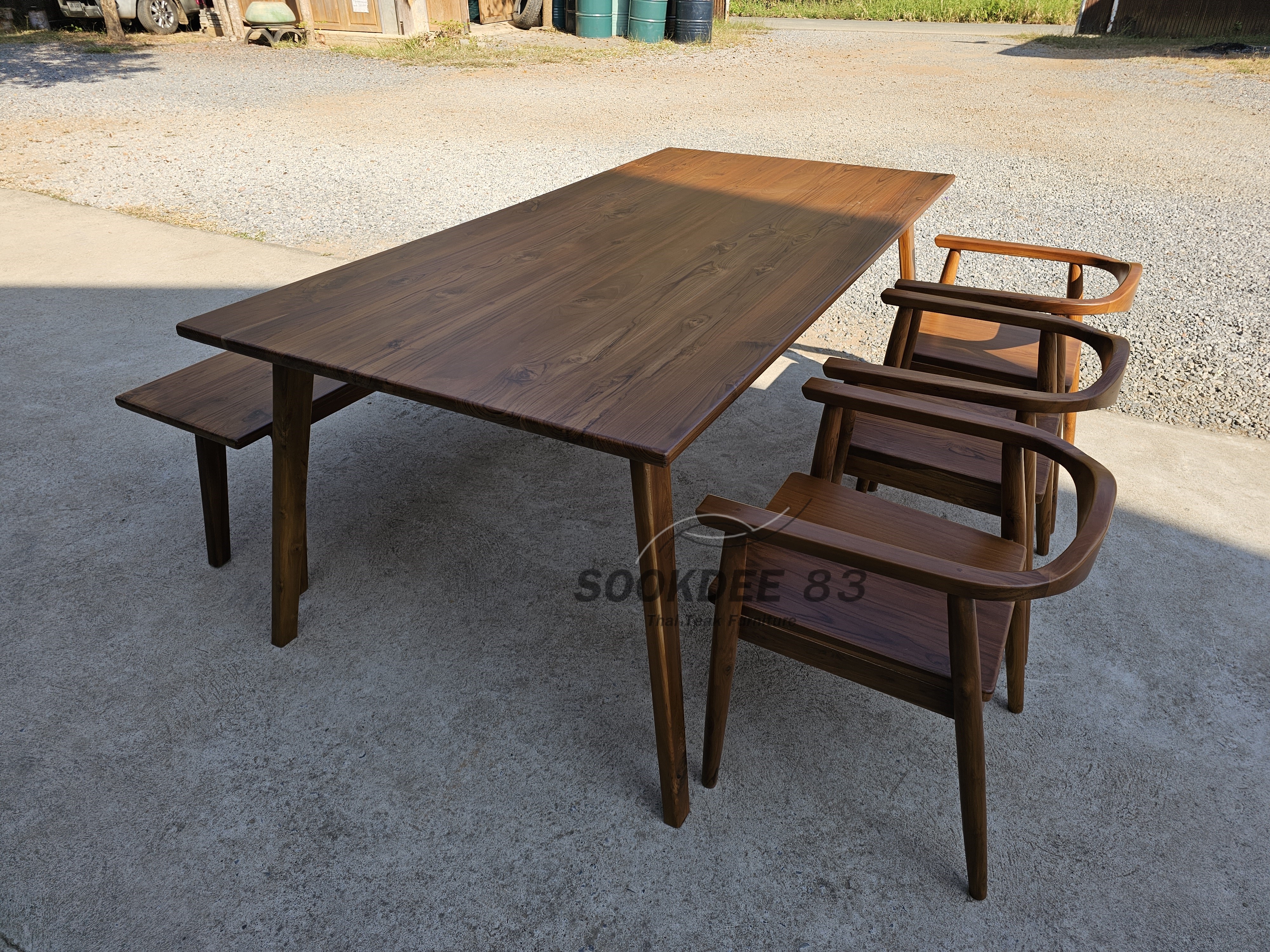 ชุดโต๊ะกินข้าวขาเหลี่ยม มานั่งยาว เก้าอี้ฮ่องกง