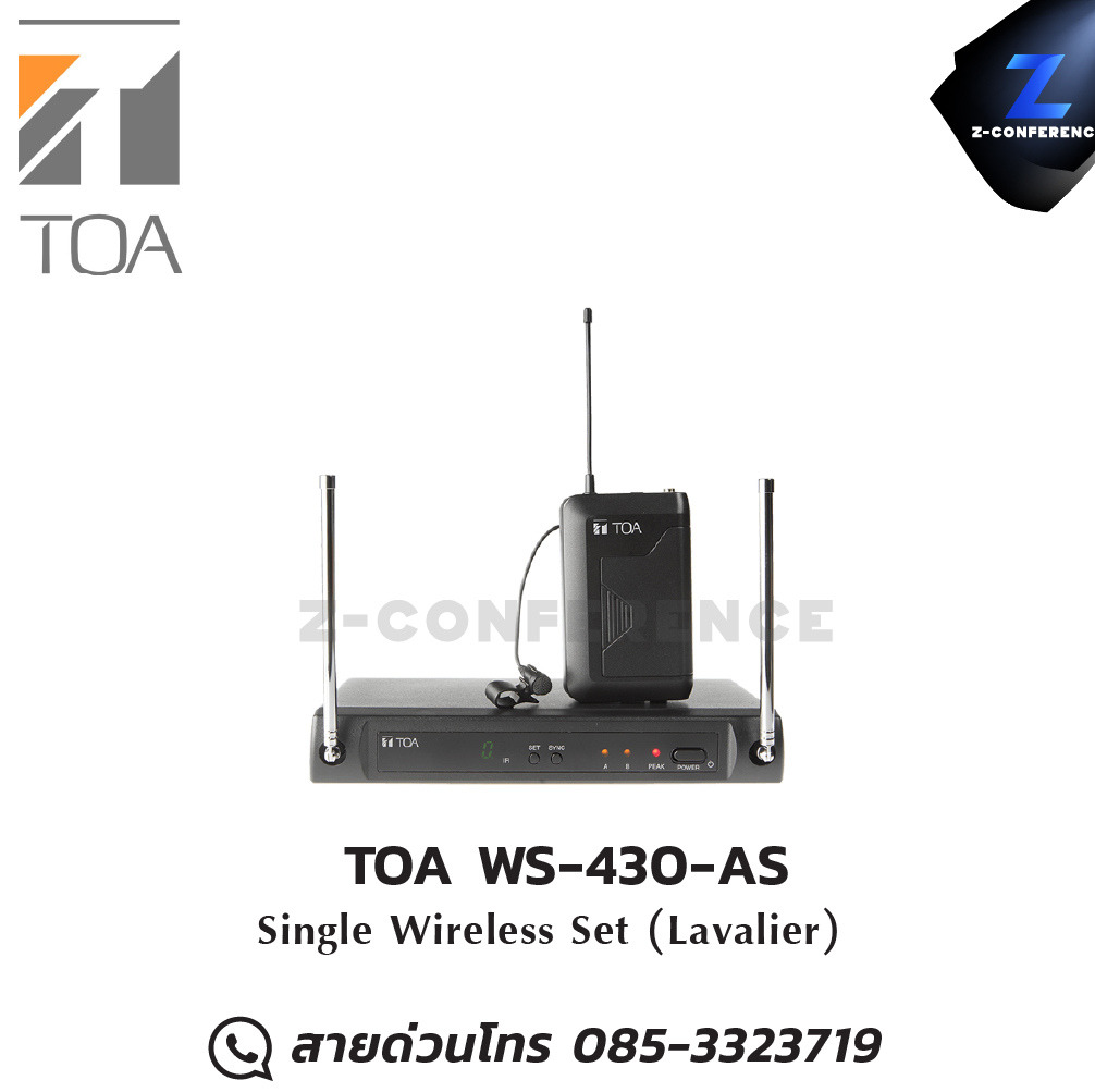 TOA WS-430-AS ไมโครโฟน Single Wireless Set (Lavalier) microphone, mic, ไมค์, ไมโครโฟน, ไมค์ลอย, ไมค์โครโฟนไร้สาย, ไมค์ร้องเพลง , ไมโครโฟนไร้สาย
