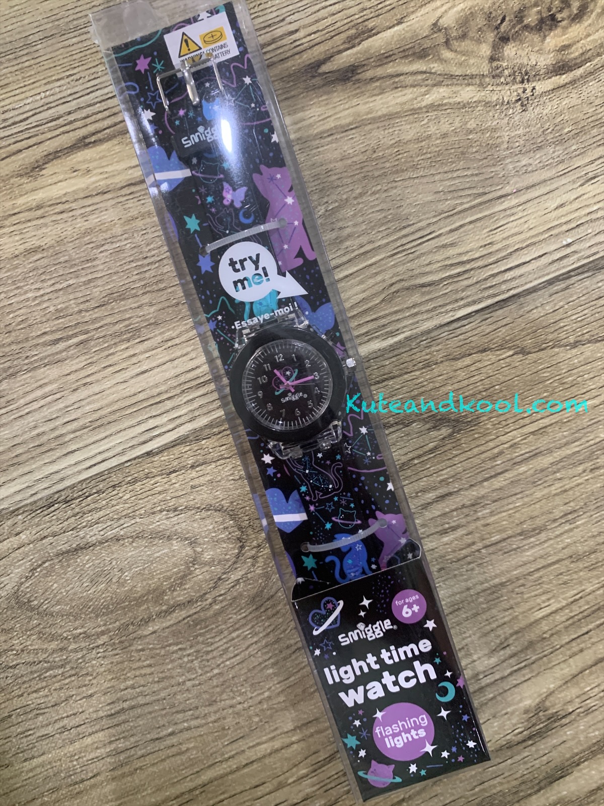 นาฬิกา มีไฟ Smiggle watch light time- ม่วง ดำ