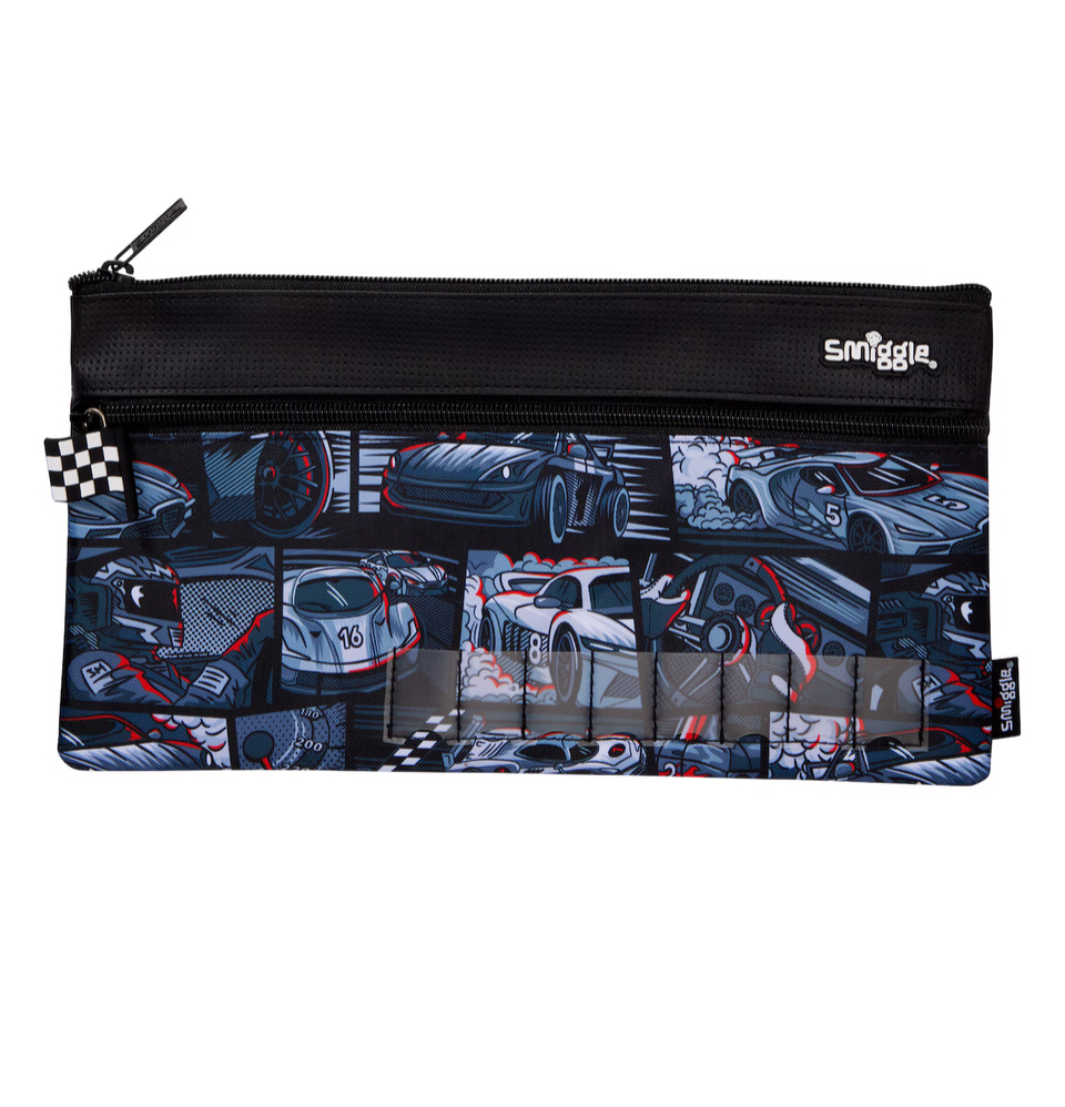 กระเป๋าดินสอ ช่องใส่ชื่อ แบบยาว Smiggle 330 Id Pencil Case- รถ