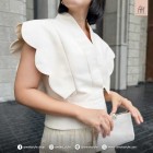 เสื้อ นครพนม ผ้าไทย สีขาวครีม