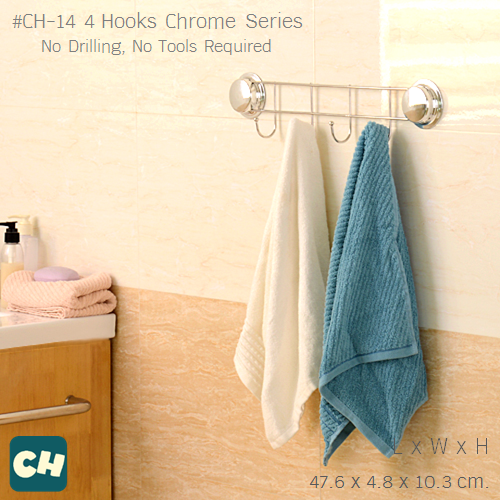 CH-14 ตะขอ 4 ตำแหน่ง รุ่น Chrome Series ไม่ต้องเจาะผนัง