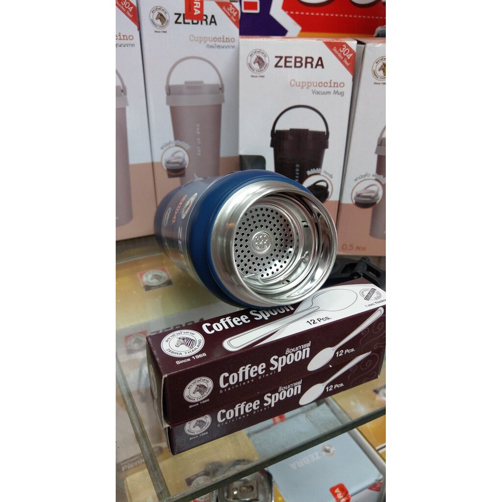 Zebra กระบอกน้ำสูญญากาศ ACTIVE 0.6L มีฝากรองชา ตราหัวม้าลาย