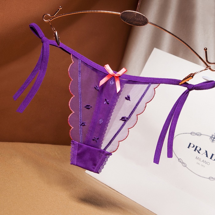 NA011 กางเกงในซีทรูแบบผูกข้าง กางเกงในผ้าซีทรูปักลายดอกไพ่มาในแบบผูกข้าง2ฝั่งตามรูปถ่ายเลยค่ะ