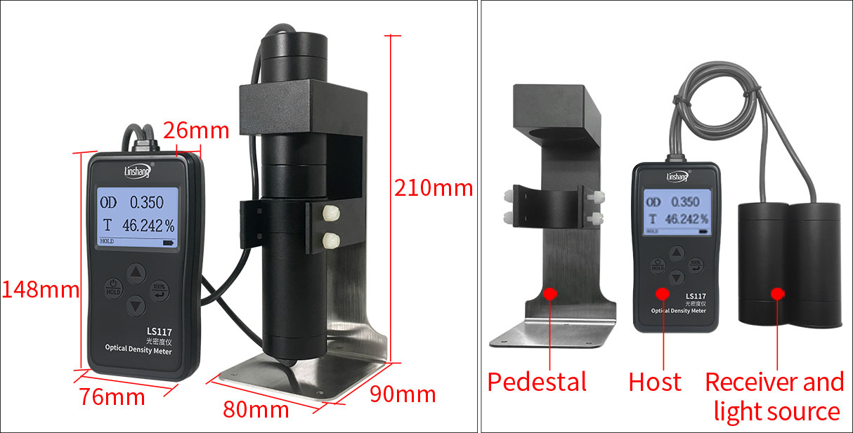 Linshang LS117 Optical Density Meter,Optical Density Meter for Plastic, LS117, VLT and OD Aluminized Film High Precision Simple Operation Real-time Dynamic Calibration,