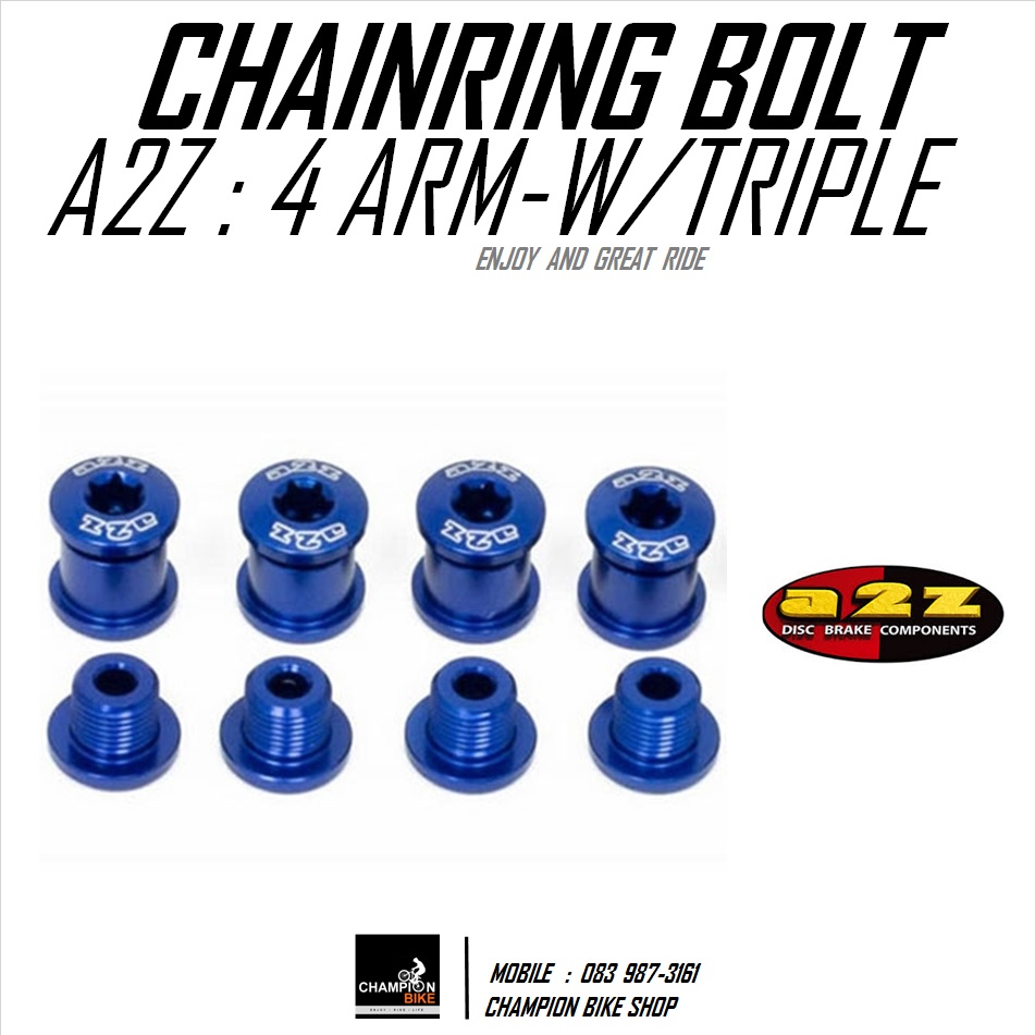 น็อตยึดใบจาน สีน้ำเงิน A2Z : CHAINRING BOLT SET BLUE COLOR (4 ARM CRANK W/TRIPLE)