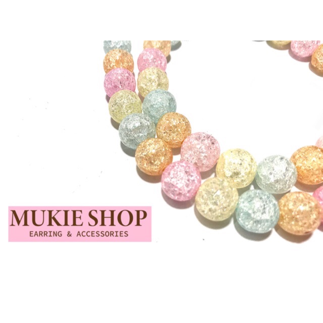 DIY หินแท้ เกล็ดหิมะ Ice Quartz Pastel 10 มิล แพ็ค 10 ลูก (คละสี)