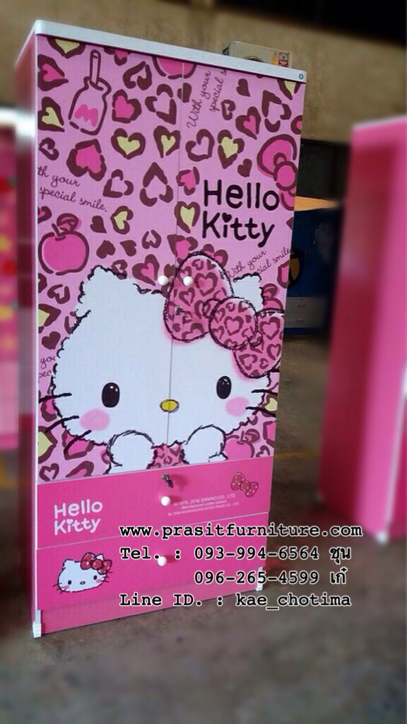 ตู้เสื้อผ้า คิตตี้ 80 ซม. ลาย Cute (คิ้วท์) ตู้เสื้อผ้า คิตตี้ Kitty ลิขสิทธิ์แท้ จาก Sanrio