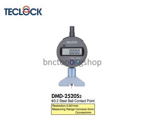 เกจวัดความลึกดิจิตอลขนาดเว้า 5 มม นูน 4 มม ความละเอียด 0.001 มิล,Digital Depth Gauge Concave 5mm Convex 4 mm Graduation 0.001mm,TECLOCK,DMD-2520S2