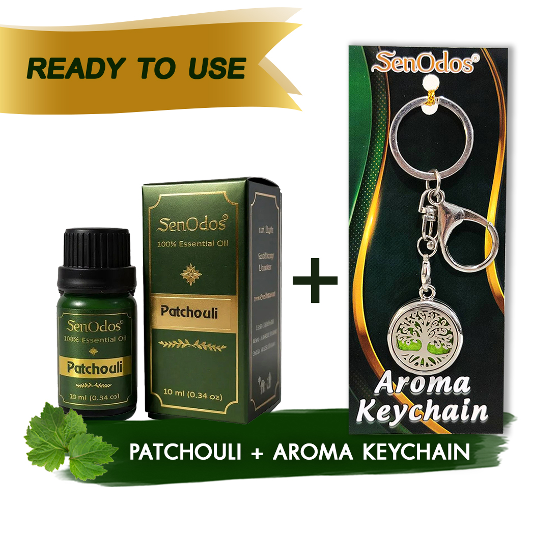 SenOdos น้ำมันหอมระเหยแท้ กลิ่นแพทชูลี่ (10 ml) Patchouli Pure Essential Oils + น้ำหอมพกพา น้ำหอมในรถ พวงกุญแจน้ำหอม (Aroma Keychain / Car Perfume Keyring) ที่ห้อยกระเป๋า ที่ห้อยพวงกุญแจ