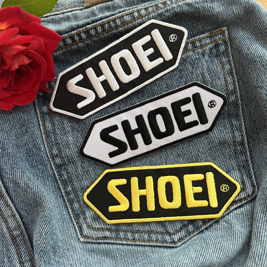 Shoei ตัวรีดติดเสื้อ อาร์มรีด อาร์มปัก ตกแต่งเสื้อผ้า หมวก กระเป๋า แจ๊คเก็ตยีนส์ Racing Embroidered Iron on Patch