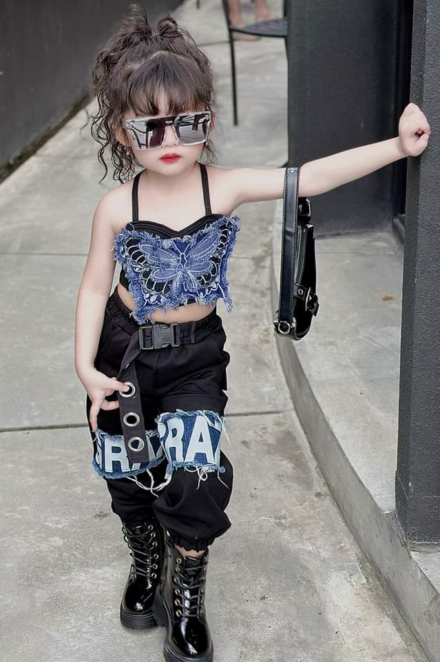 💜พร้อมส่ง💜ชุดเด็กผู้หญิง/JC44_เซตยีนส์ผีเสื้อ
