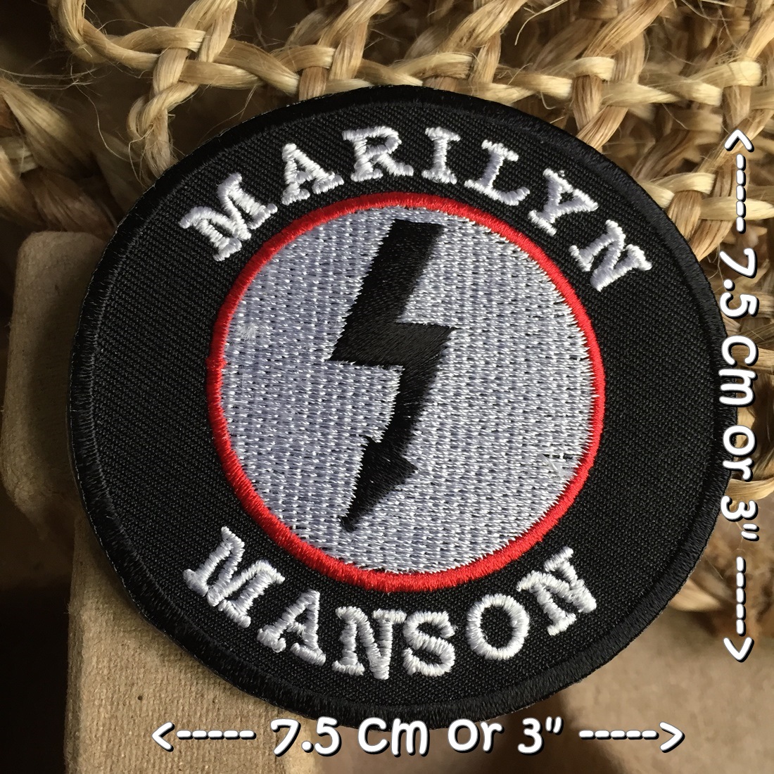 Marilyn Manson วงดนตรี ร็อค เฮฟวี่เมทัล พังค์ ตัวรีดแบบปัก อาร์มปัก ตัวรีดติดเสื้อ ตัวรีด ติดกระเป๋า ติดหมวก ติดแจ๊คเก็ต Rock Iron on Embroidered Patch