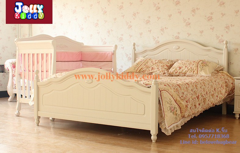 เตียงไม้สีขาว premium grade สำหรับเด็ก มัลติฟังชั่น สไตล์ยุโรป สินค้าคุณภาพ TP21045 (WD3)