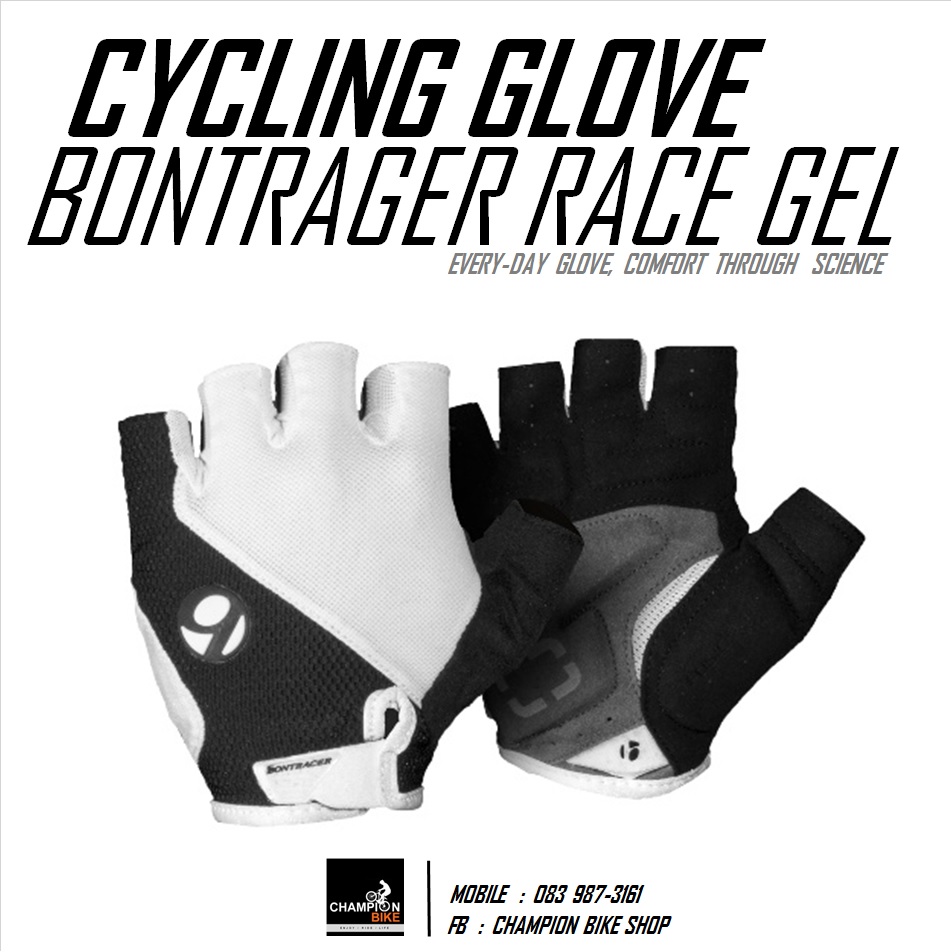 ถุงมือจักรยาน BONTRAGER : RACE GEL CYCLING GLOVE สีขาว-ดำ
