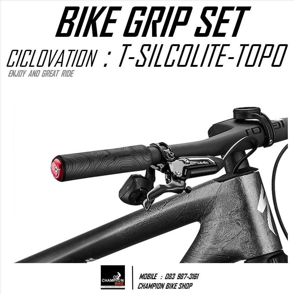 ปลอกแฮนด์ซิลิโคน เกรดคุณภาพ CICLOVATION : TRAIL SILCOLITE-TOPO BIKE GRIP สีดำ-แดง