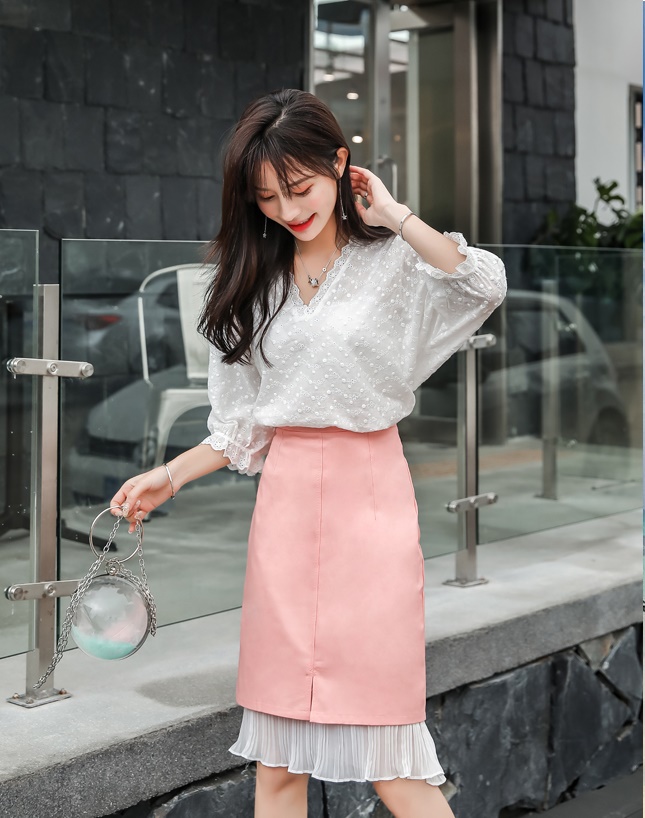ชุดเซ็ทเสื้อสีขาว กระโปรงสีชมพูน่ารักมากๆๆค่ะ ส่งฟรี ems