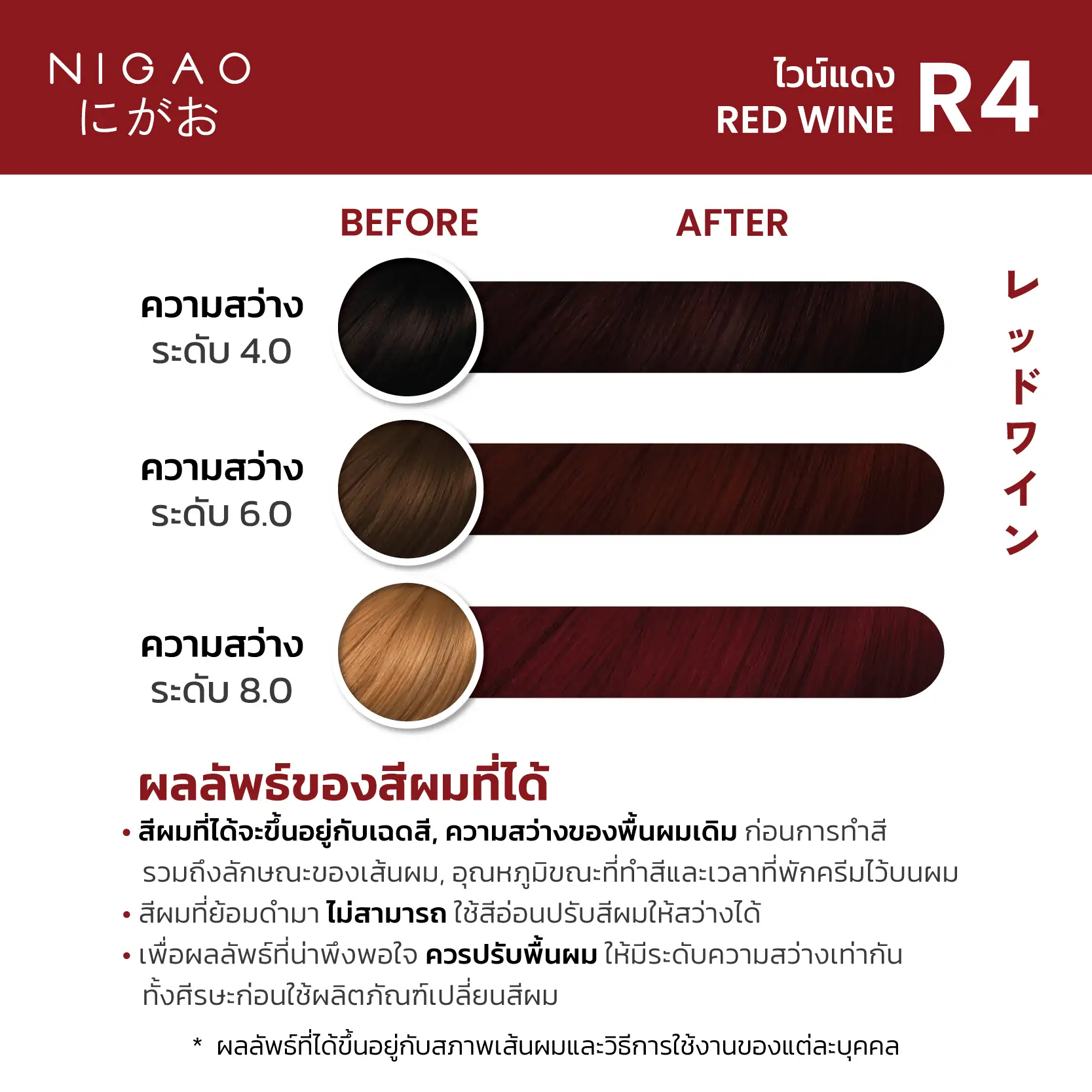 Nigao Hair Color Fashion 100 ml. #R4 Red Wine นิกาโอะ ครีมย้อมผมปราศจากแอมโมเนีย R4-สีไวน์แดง 100 มล. (ไม่แถมไฮโดรเจน)