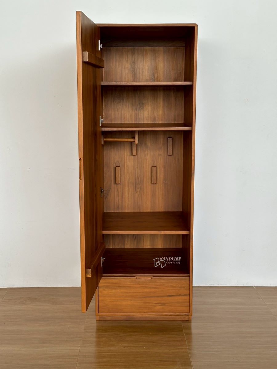 ตู้เสื้อผ้าไม้สัก สีสักด้าน