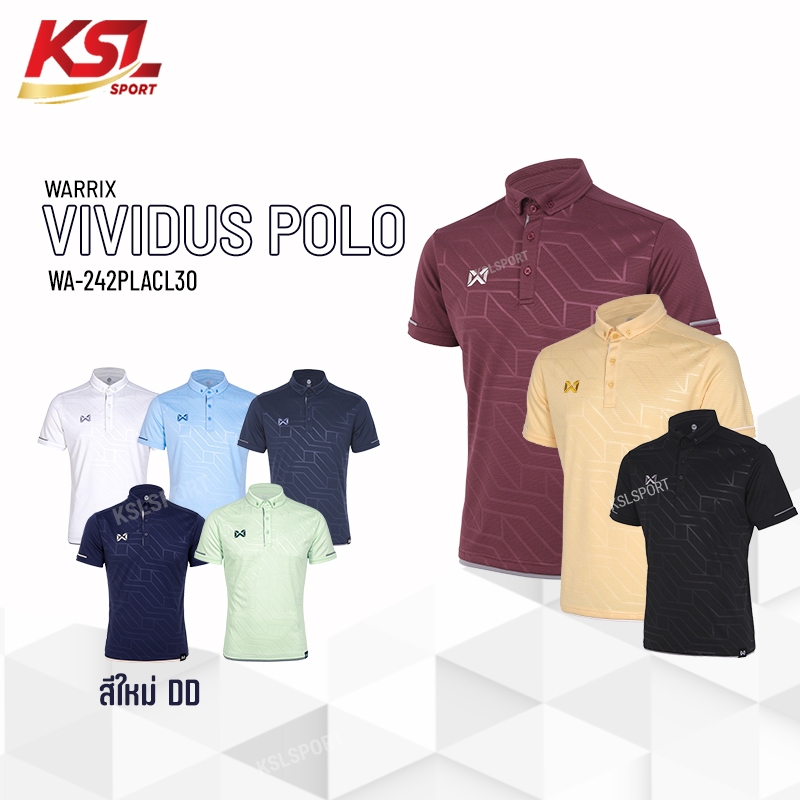 Warrix เสื้อโปโล วาริกซ์ วอริกซ์ รุ่น Vividus แขนสั้น คอปก ใส่สบายไม่ต้องรีด WA-242PLACL30 - ดำ/กรมท่า/ฟ้า/ขาว/เหลือง/เขียวอ่อน ชาย หญิง