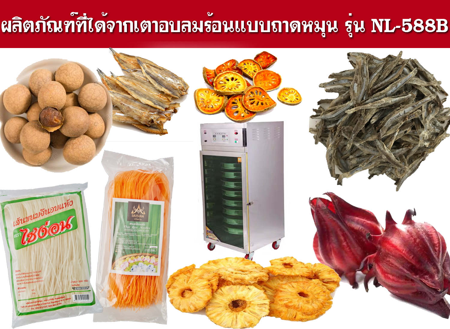 bosmall ตู้อบลมร้อนแบบ ถาดหมุน 8ชั้น