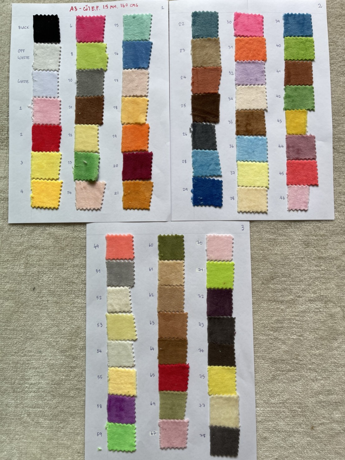 ผ้าขน ผ้าขนสั้น 1.5 มม supersoft E.F. Velour ผ้าทำตุ๊กตา ผ้าทำหมอน หน้า ุ62"