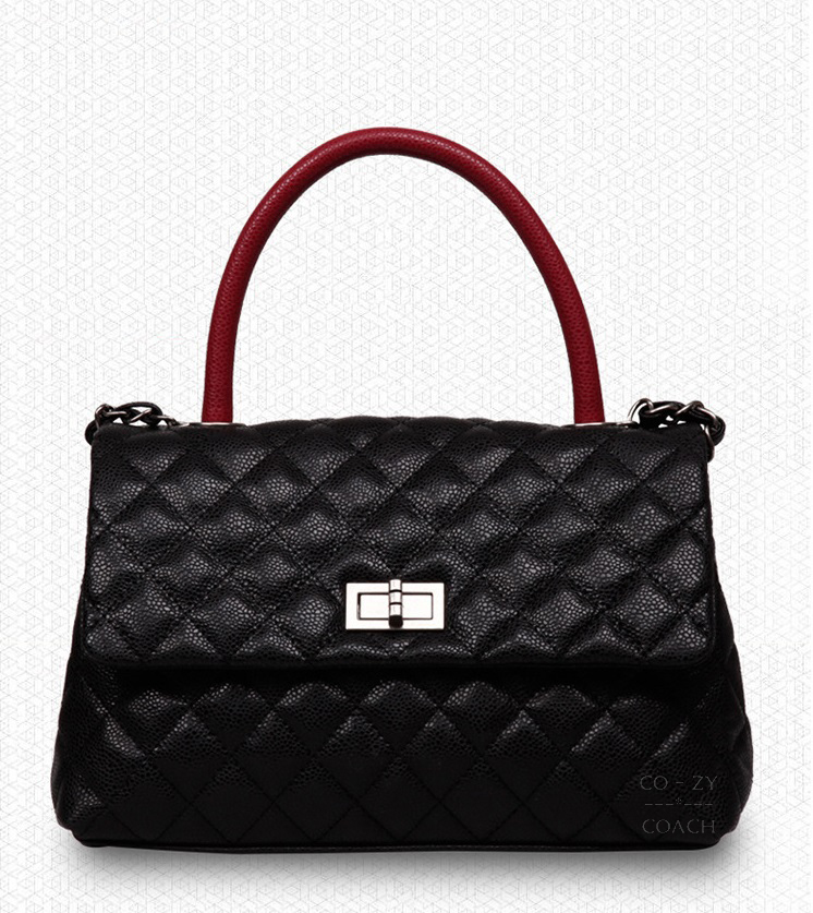 กระเป๋าหนัง C Coco Caviar Lambskin (น้ำเงินหูแดง)