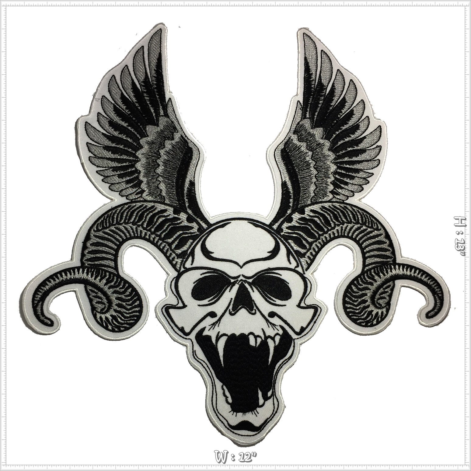 ปีศาจ ซาตาน ตัวรีดติดเสื้อ อาร์มรีด อาร์มปัก ตกแต่งเสื้อผ้า หมวก กระเป๋า แจ๊คเก็ตยีนส์ Embroidered Iron on Patch ไซส์ใหญ่