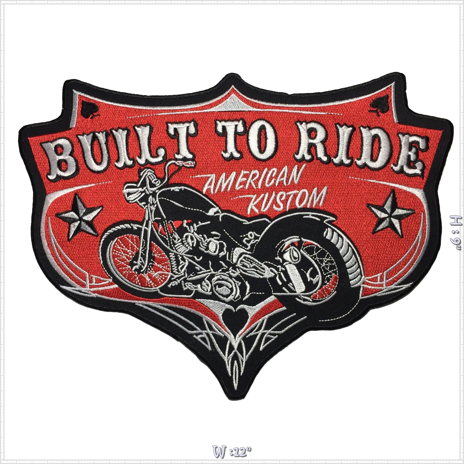 Built to Ride มอเตอร์ไซด์ ชอปเปอร์ ตัวรีดติดเสื้อ อาร์มรีด อาร์มปัก ตกแต่งเสื้อผ้า หมวก กระเป๋า แจ๊คเก็ตยีนส์ Embroidered Iron on Patch ขนาดใหญ่