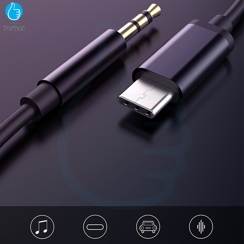 สายแปลง Type-C to 3.5mm 1m. ความยาว 1 เมตร สายสัญญาณเสียง AUX8 By Millionperfect
