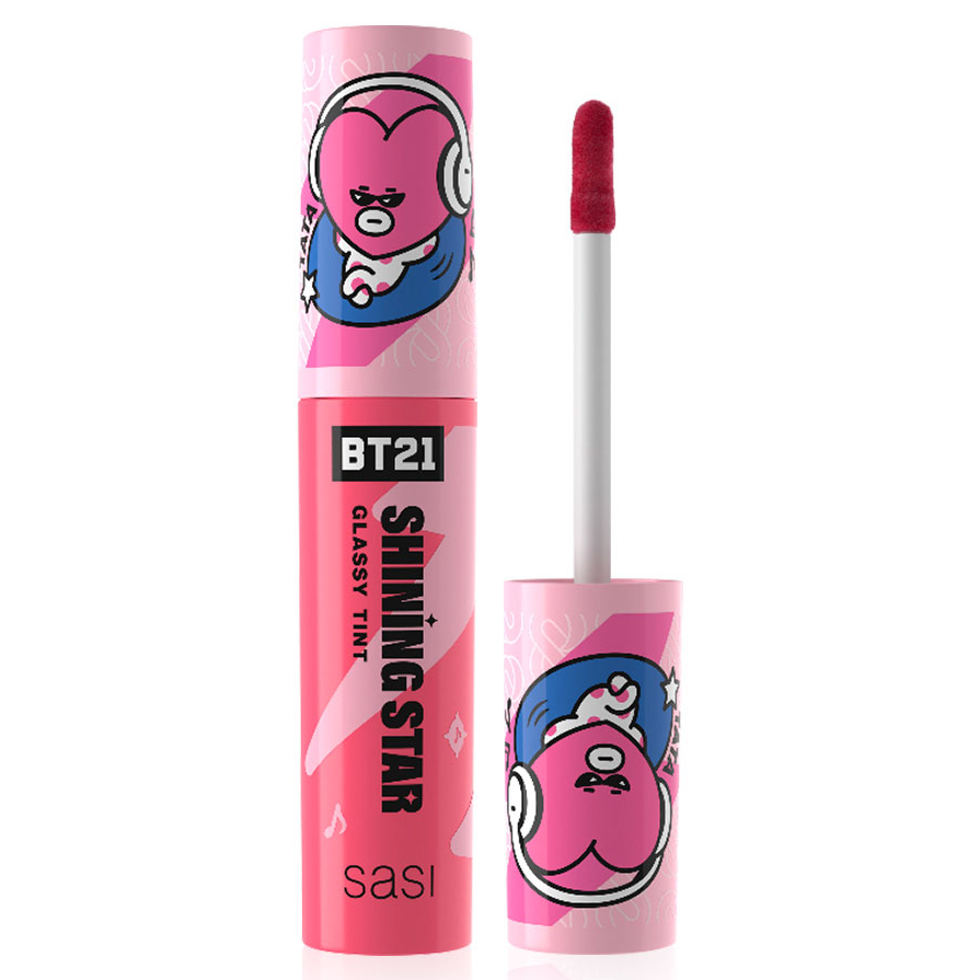 Sasi x BT21 Shining Star Glassy Tint 3g. #05 Peachy Peach ลิปทินท์ ศศิ ชายนิ่ง สตาร์ กลาสซี่ ทินท์ ลิปศศิ ลิปทินท์เนื้อกึ่งกลอส ฉ่ำวาว ขนาด 3 กรัม สี 05 Peachy Peach