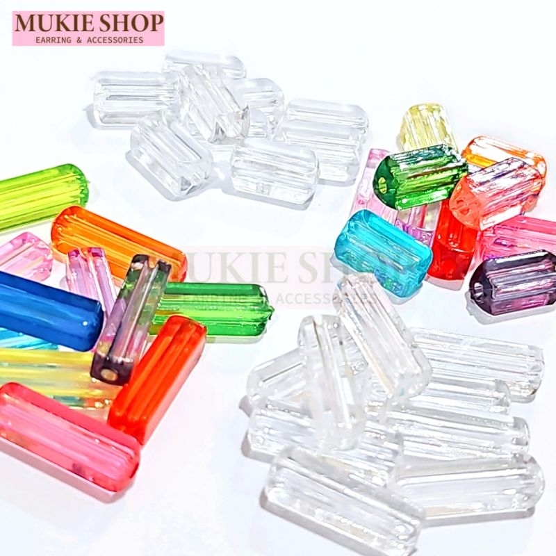Mukie shop DIY ลูกปัดแท่ง ลูกปัดปล้อง แท่งใส ลูกปัด ทรงยาว มุกี้ ช้อป