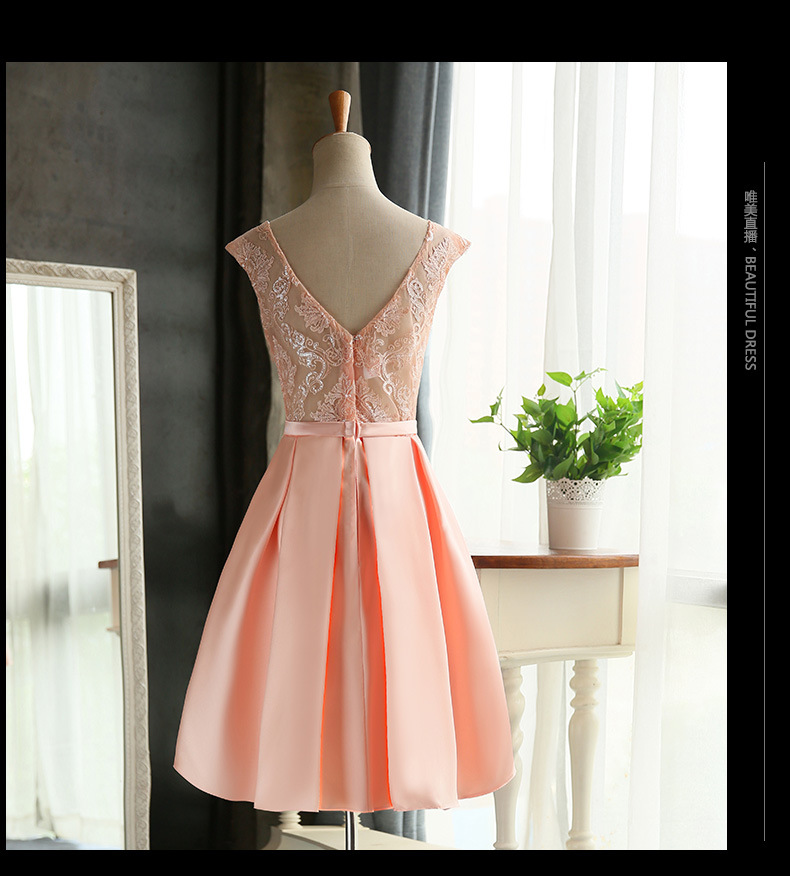 ชุดเดรสออกงานสีชมพูโอรส ส่งฟรี ems