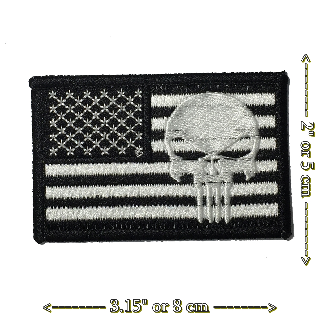 กะโหลก Punisher ตัวรีดติดเสื้อ อาร์มรีด อาร์มปัก ตกแต่งเสื้อผ้า หมวก กระเป๋า แจ๊คเก็ตยีนส์ Dark Embroidered Iron on Patch