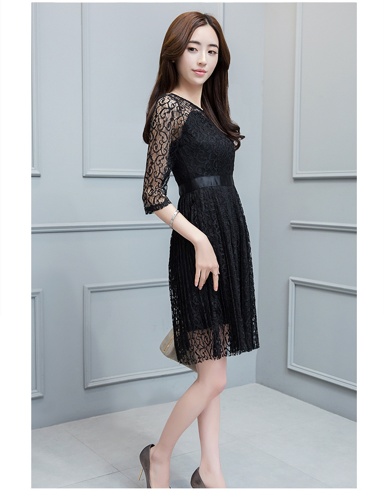 ชุดเดรสผ้าลูกไม้สีดำ ส่งฟรี ems