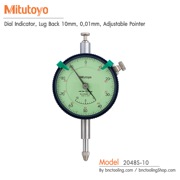 Mitutoyo,Dial Indicator, Lug Back 10mm, 0,01mm, Adjustable Pointer,2048S-10
