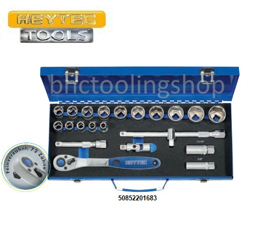 ลูกบ๊อกชุดพร้อมด้ามรู 1/2" x 6เหลี่ยม (นิ้ว) 21ชิ้น,Socket Set (inch)21pcs AF,HEYTEC,50852201683